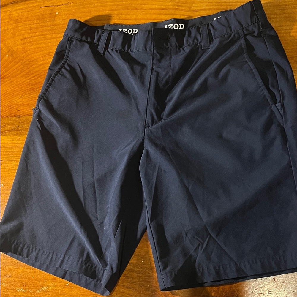 Izod Men's Dark Blue Flat Front Shorts